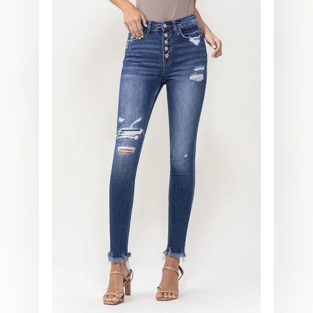 Vervet Blue Distressed Skinny Jeans